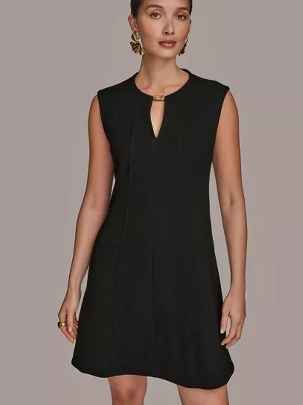 Donna Karan New York Sleeveless A-Line Dress with Gold Hardware size‎ 6 NWT
